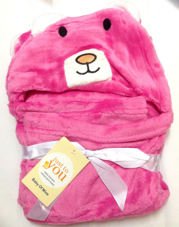 Selimut Bayi Hoodie Bear Pink 17050173
