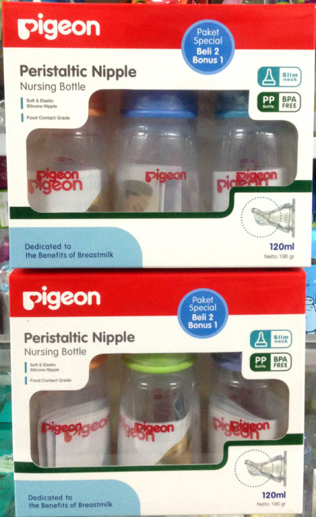 Paket 3 Botol Susu Pigeon 120ml with Peristaltic Nipple