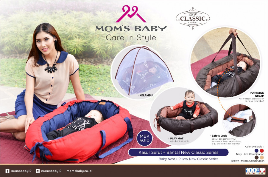 Kasur Bayi Serut + Bantal New Classic Series Moms Baby MBK4010 - Coklat
