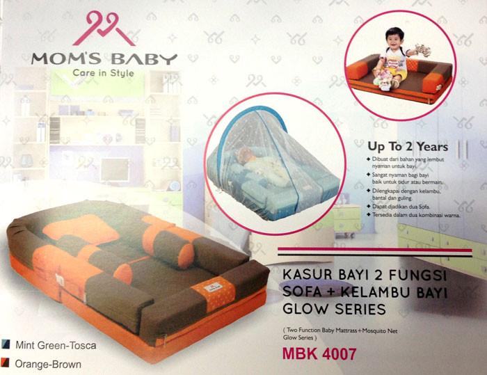 Kasur Bayi 2 Fungsi Sofa + Kelambu Bayi Moms Baby Glow Series MBK4007 Biru