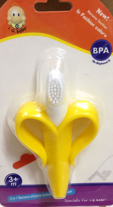 IQ Baby 2 in 1 Banana Silicone Teether and Toothbrush