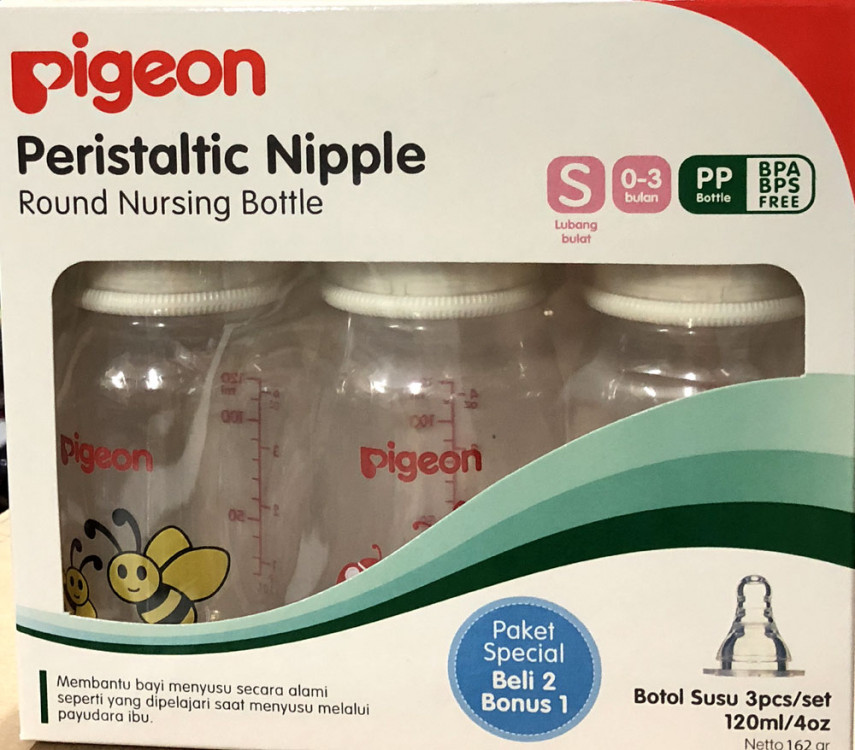 Paket 3 Botol Susu Pigeon Animal 120ml Peristaltic Nipple