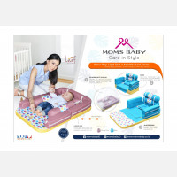 Kasur Bayi Lipat Sofa + Kelambu Moms Baby Leaf Series MBK4012 - Blue