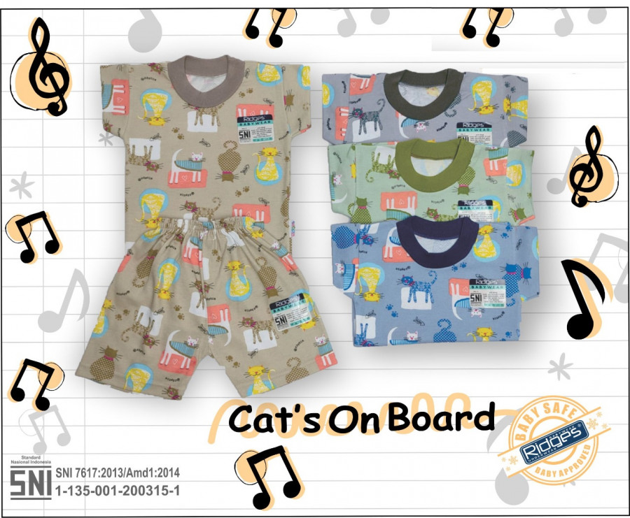 Baju Atasan Kaos Anak Ridges Cat's on Board XL 21020085 (Atasan Saja)