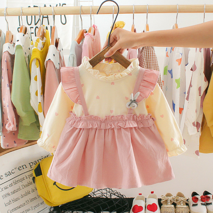 Terusan Gaun Anak Perempuan Lengan Panjang / Dress Anak Perempuan Pink Putih Rabbit 21120182