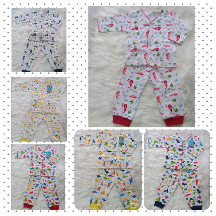 Baju Bayi Setelan Panjang Newborn Print Murah dan Adem / Piyama Bayi / Baju Tidur Bayi 21120195